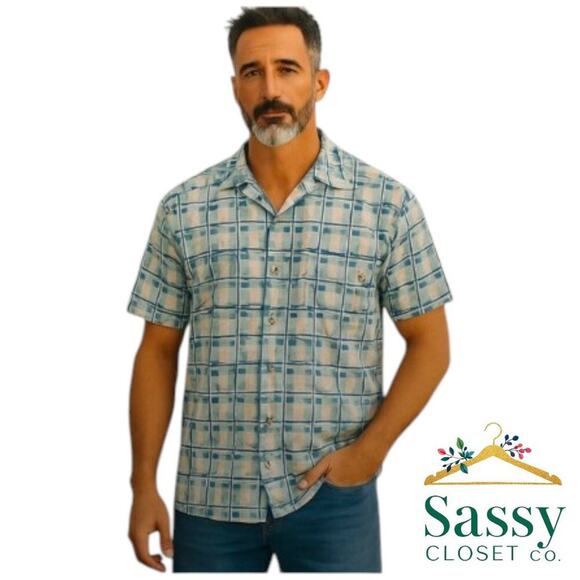 Tommy Bahama Other - ✨ TOMMY BAHAMA 100% Silk Camp Shirt Men’s XLX Tall Blue White EUC 🥥